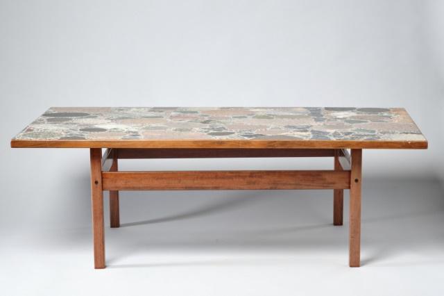 MID 20TH CENTURY MARBLE TOPPED TEAK COFFEE TABLE (1 of 3)