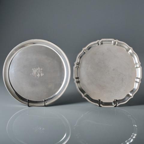 TWO AMERICAN STERLING SILVER SALVERS (1 of 8)