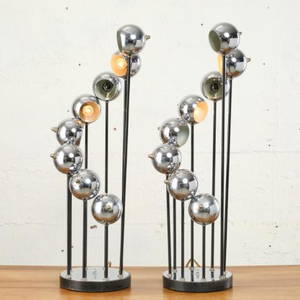 PAIR OF MCM CHROME TABLE LAMPS BY ROBERT SONNEMAN