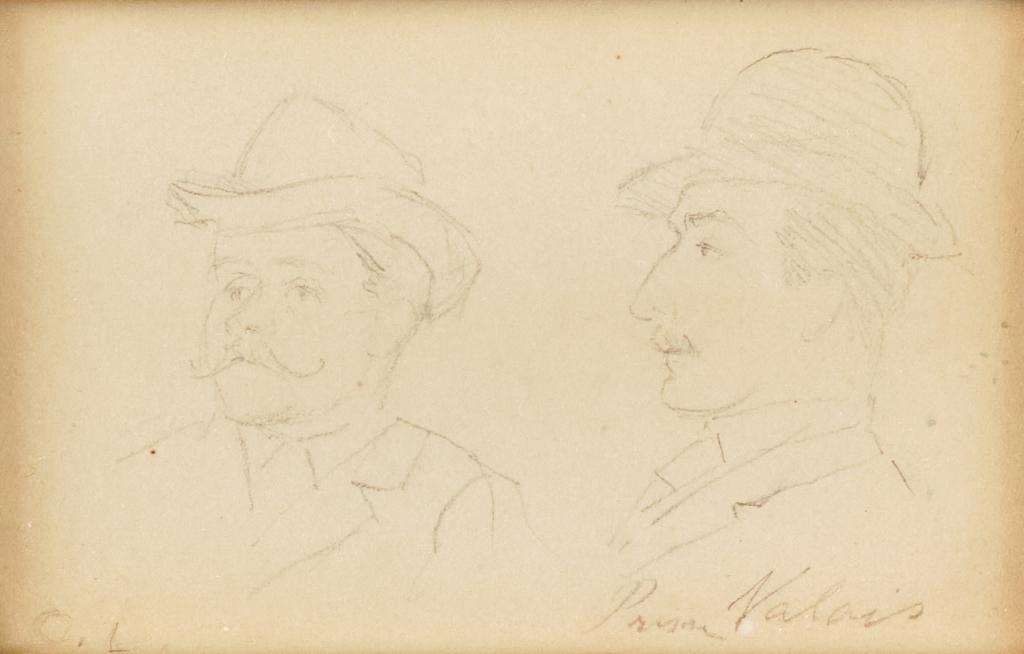 Ozias LEDUC, R.C.A. (1864-1955): Portraits, pencil on paper, 2 1/4 x 3 1/2 inches, signed (initials) lower left.