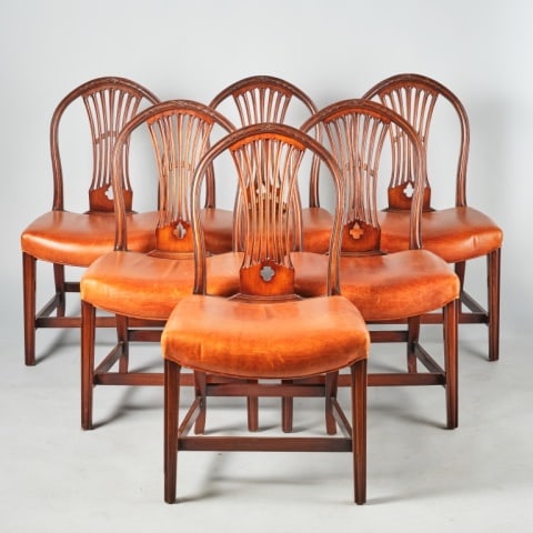 SET OF SIX HEPPLEWHITE STYLE DINING CHAIRS (1 of 5)