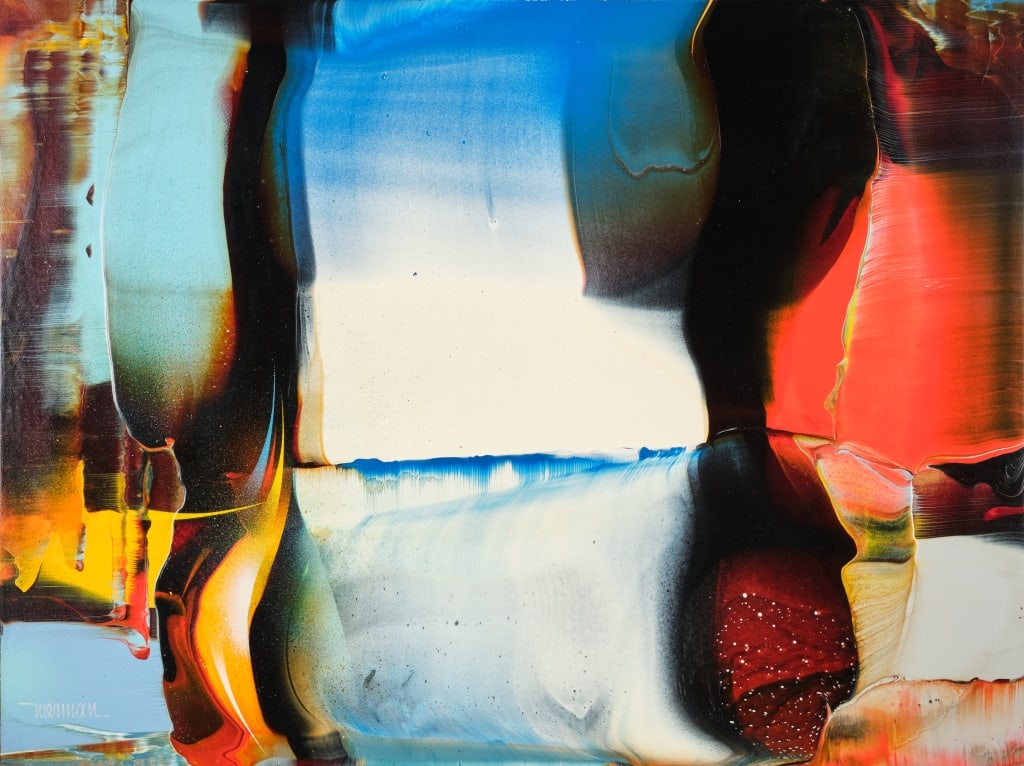 Leonardo NIERMAN MENDELEJIS (1932 - 2023) Mexican: Mirage, acrylic on masonite, 24 x 32 inches, signed lower left and titled verso.