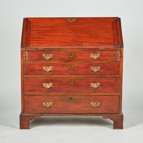 GEORGIAN MAHOGANY SLANT FRONT BUREAU (1 of 8)