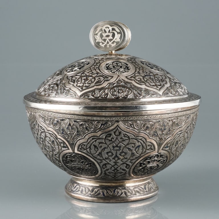 RARE ANTIQUE CAUCASIAN STERLING SILVER BOWL (1 of 13)