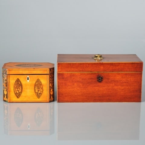 TWO EARLY 19TH C. GEORGIAN TEA CADDY BOXES (1 of 10)