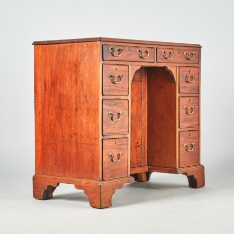 19TH C. MAHOGANY KNEEHOLE DESK (1 of 8)