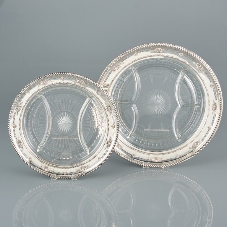 TWO BIRKS STERLING SILVER RIMMED PLATTERS (1 of 6)