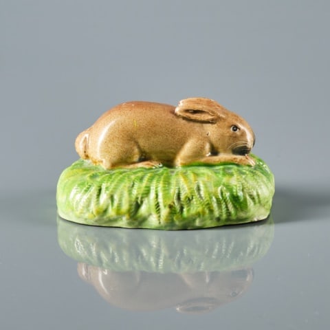 19TH C. STAFFORDSHIRE POTTERY RABBIT (1 of 9)