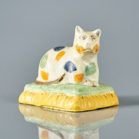 19TH C. STAFFORDSHIRE POTTERY CAT (1 of 9)