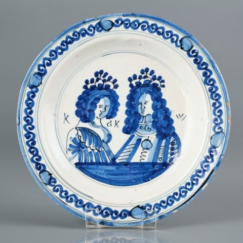 RARE DUTCH DELFT WILLIAM & MARY PLATE (1 of 6)