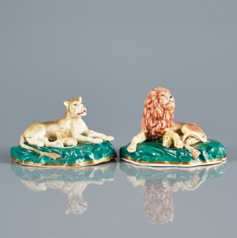 19TH C. STAFFORDSHIRE POTTERY LIONS (1 of 13)