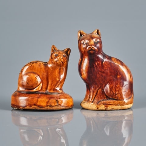 RARE TREACLE GLAZED POTTERY PENNY BANKS (1 of 14)