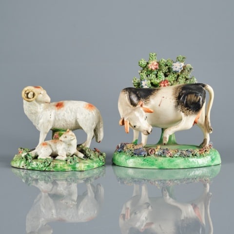 19TH C. STAFFORDSHIRE PEARLWARE FARM ANIMALS (1 of 12)