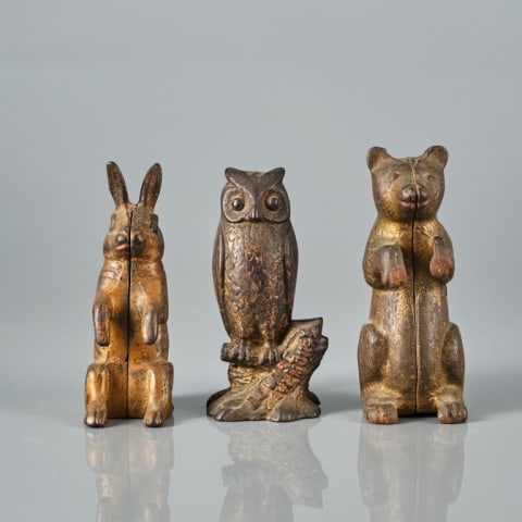 THREE CAST IRON FIGURAL BANKS (1 of 13)