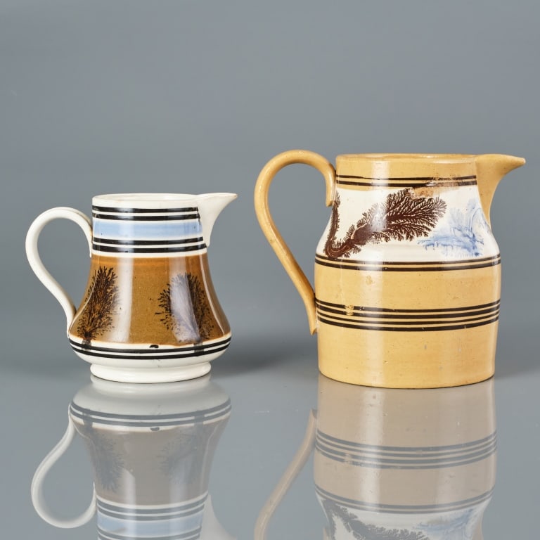 TWO MOCHAWARE POTTERY PITCHERS (1 of 9)