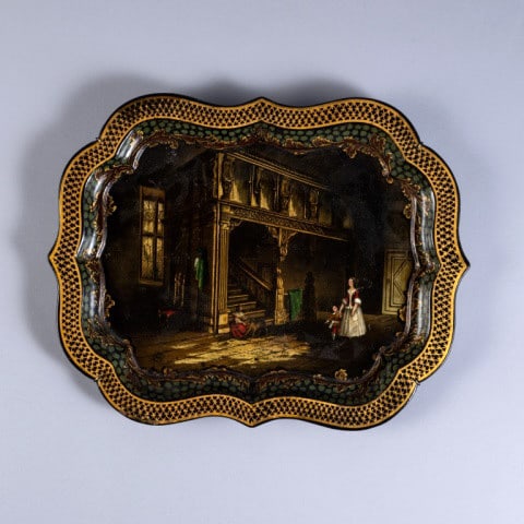 VICTORIAN PAPIER MACHÉ HAND-PAINTED TRAY (1 of 2)