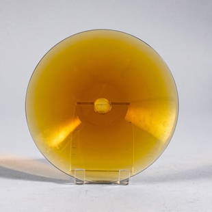 Nanny STILL (1926 - 2009) Finnish: Circa 1960, an Amber Series candle holder designed by Nanny Still, signed underneath "NANNY STILL RIIHIM&#196;EN LASI O.Y.", diameter 7 3/4".