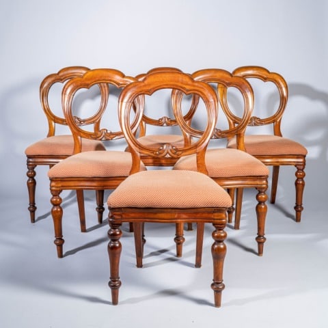 SIX VICTORIAN BALLOON-BACK MAHOGANY CHAIRS (1 of 10)