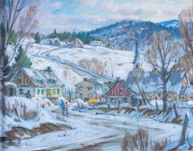 Thomas Hilton GARSIDE (1906 - 1980) A.R.C.A.: St. Elizabeth, Montcalm, pastel on paper, 16 x 20 inches, signed lower right, Kastel Gallery label verso. Thomas Hilton Garside was born in England. His family immigrated to Canada in 1914. He first