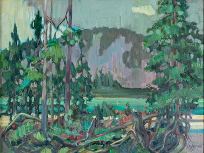 Patrick Roy HALDORSEN (1919 - 2001) R.C.A.: Clay Lake, 1971, oil on canvas, 12 x 16 inches, signed and dated lower right, titled, dated and signed verso.