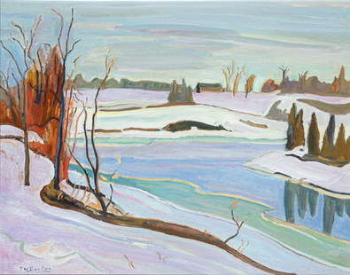 Ralph Wallace BURTON (1905 - 1983) Canadian: Rideau River. Near Carleton Lodge, 1976, oil on canvas, 24 x 30 inches, signed lower left, titled, dated and signed verso. Ralph Wallace Burton was an Ottawa Valley artist who painted with A.Y. Jackso