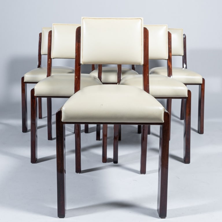 SIX FINE ART DECO MAHOGANY FRAMED DINING (1 of 12)