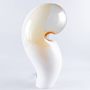 VINTAGE GINO VISTOSI MURANO GLASS GHOST LAMP: Italian, circa 1960, by Gino Vistosi for Vetreria Vistosi in opaline hand blown glass, measuring 23 x 10 x 12 1/2 inches.