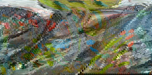 Yehouda CHAKI (1938 - 2023) Canadian: Untitled, abstract. oil on canvas, signed lower left, signed and dated 1992 with dedication verso, 7" x 14".
