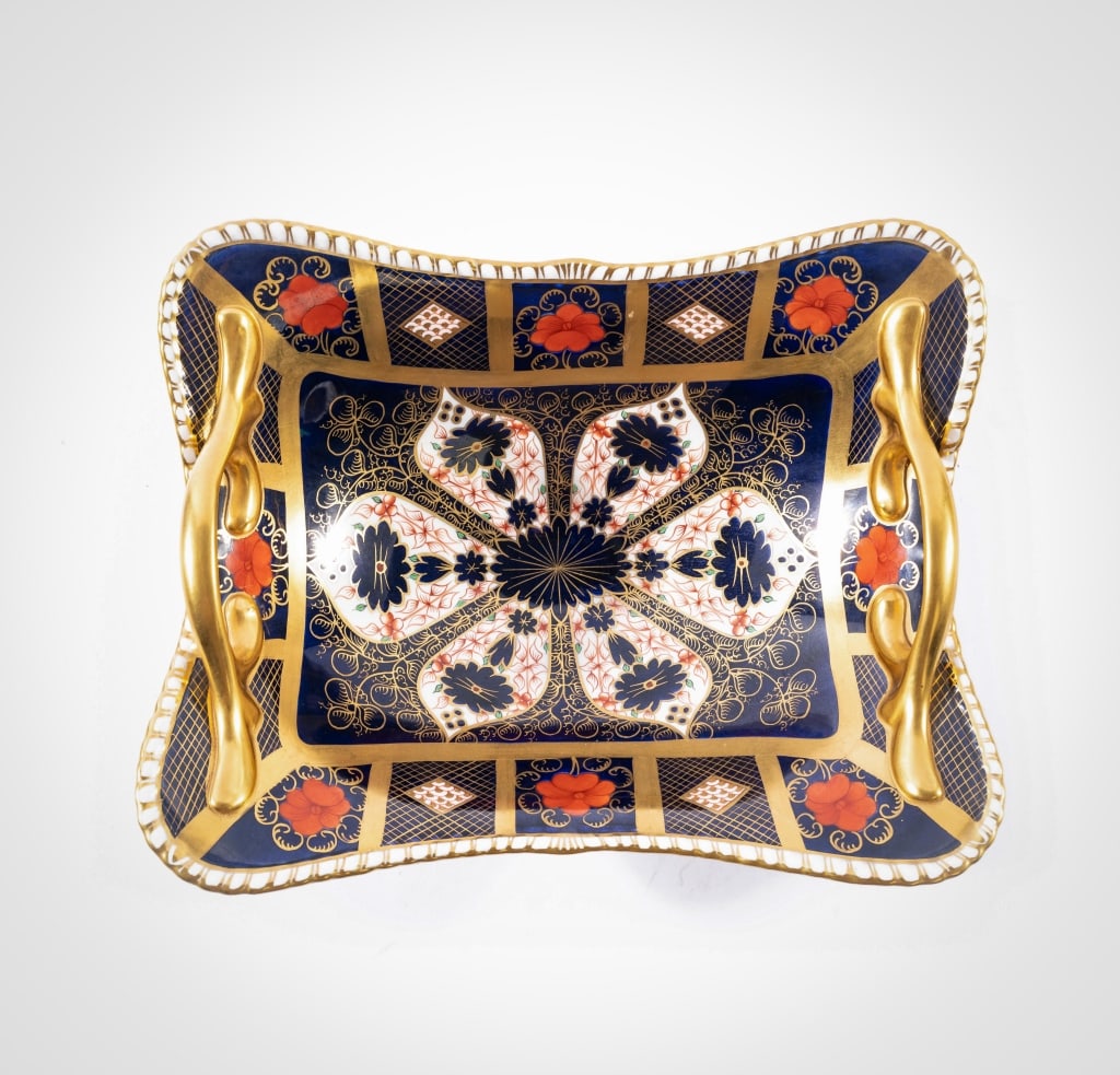 LARGE ROYAL CROWN DERBY BOWL-BASKET (1 of 9)