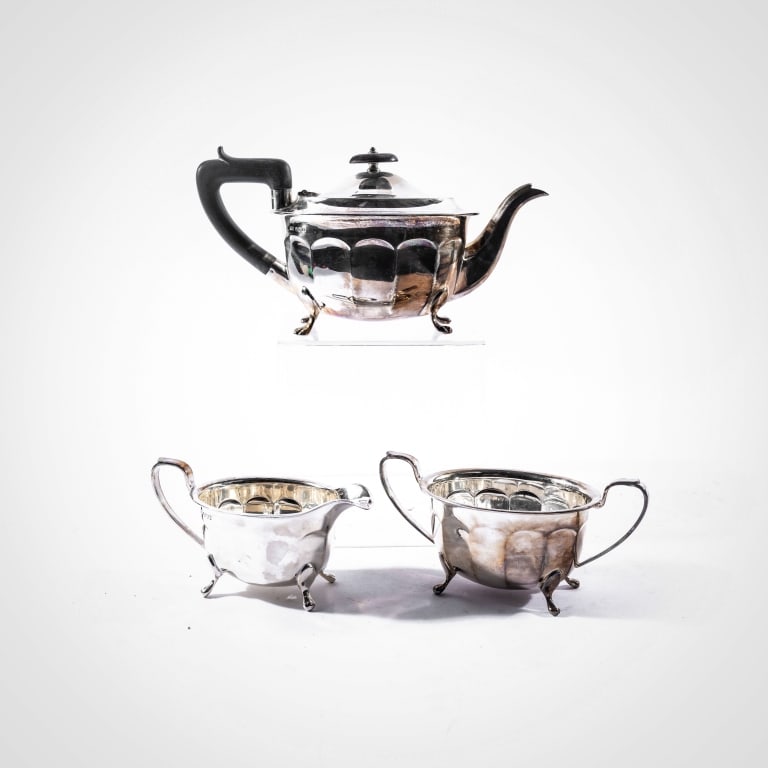 THREE-PIECE SILVER TEA SET - 3