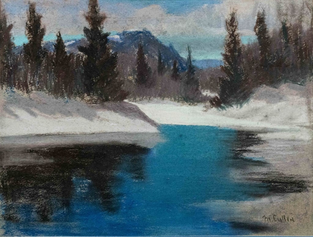 MAURICE G. CULLEN, RCA (CANADIAN, 1866-1934): Cache River, pastel on cardstock, signed lower right, 13 1/2 x 18 inches, unframed. Provenance: Montreal collection. Cullen is considered to be the father of Canadian Impressionism. Born in St. John's