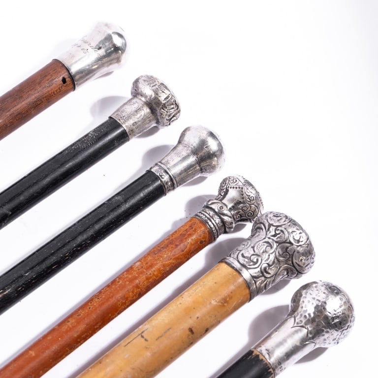 SIX SILVER-TIP WALKING STICKS - 2