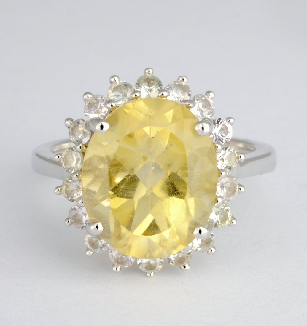 Citrine Quartz & Sapphire Ring AV: $2,535 (1 of 3)