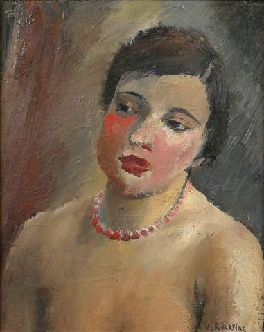 Véra ROCKLINE (1896-1934) Portrait of a Young: Véra ROCKLINE (1896-1934) Portrait of a Young Woman Oil on canvas signed on bottom right stamp from the Galerie Drouart 41 x 33 cm - 16 x 13 in. French: Véra ROCKLINE (1896-1934) Portrait de jeune f
