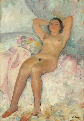 Henri LEBASQUE (1865-1937) Reclining Nude Oil: Henri LEBASQUE (1865-1937) Reclining Nude Oil on canvas signed on bottom right. 65 x 46 cm - 25 1/2 x 18 in. French: Henri LEBASQUE (1865-1937) Femme nue allongée Huile sur toile signée en bas à dr