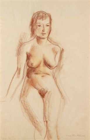 Vera ROCKLINE (1896-1934) Russian Nude Red chalk,: Vera ROCKLINE (1896-1934) École russe Nu Sanguine, signée en bas à droite. 47 x 31 cm - 181/2 x 121/4 in. Nude Red chalk, signed on bottom right.
