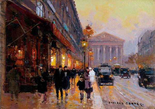 Edouard CORTES (1882-1969). Rue Royale: Huile sur panneau, signée en bas à droite. 16 x 22 cm – 6 1/4 x 8 3/4 in. Rue Royale. Oil on panel, signed lower right