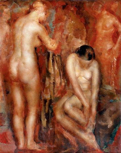 Grigory GLUCKMANN (1898-1973). Nus féminins: Huile sur panneau, signée, située à Paris et datée 1931 en bas à droite. 41 x 33 cm – 16 1/4 x 13 in. Female nudes. Oil on panel, signed, located Paris and dated 1931 lower right.