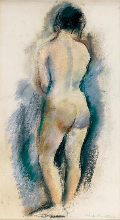 Véra ROCKLINE (1896-1934), école russe. Nu de dos: Pastel, signé en bas à droite. 46 x 25 cm à vue - 18 x 93/4 in. Nude from behind. Pastel, signed lower right. Expositions : Rétrospective Véra Rockline à la Galerie Drouart en 1984. Retrospectiv