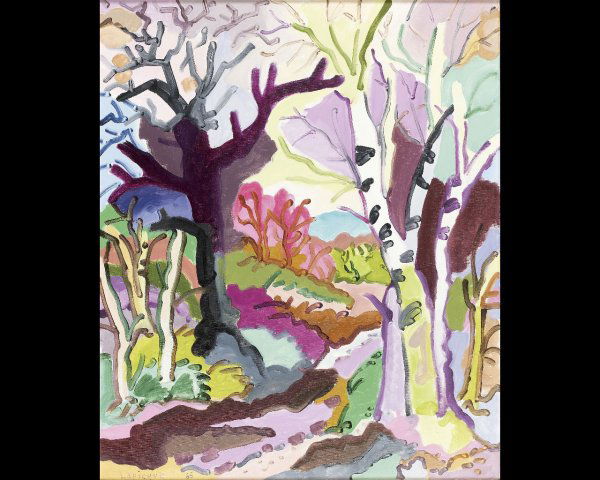 Charles LAPICQUE (1898-1988) L'hiver dans les bois: Huile sur toile, signée et datée 65 en bas à gauche,contresignée, titrée et datée au dos; 65 x 54 cm - 25 1/2 x 21 1/4 in. Winter Under the Trees; Oil on canvas, signed and dated 65 lower left,