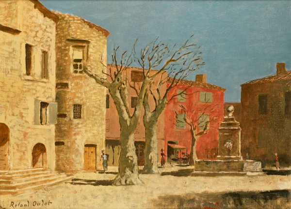 Roland OUDOT (1897-1981) * La place à Gordes, Huile