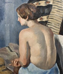 CHARLES KVAPIL (1884-1957) Nu de dos Huile sur toil