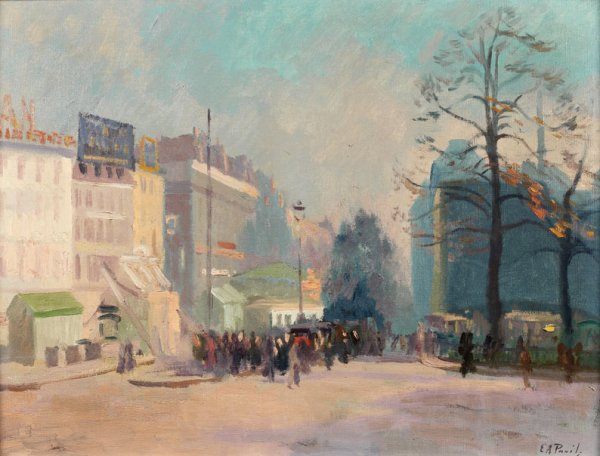 Elie-Anatole PAVIL (1873-1948) Rue animée à Paris