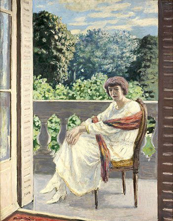 Albert ANDRÉ* (1869-1954) Femme assise au balcon: Albert ANDRÉ* (1869-1954) Femme assise au balcon Huile sur toile, signée en bas à gauche 92 x 73 cm - 361/5 x 283/4 in. Oil on canvas, signed lower left Provenance Galerie Durand Ruel,Paris ; Coll
