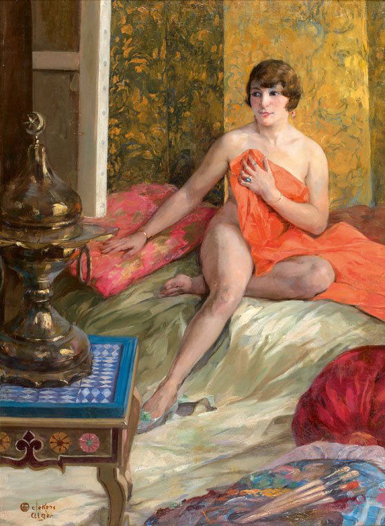 Emile DECKERS (1885-1948) La courtisane Huile sur: Emile DECKERS (1885-1948) La courtisane Huile sur toile, signée et située Alger en bas à gauche 78 x 57 cm - 30 3/4 x 22 1/2 in. Oil on canvas, signed and situated «Alger» lower left