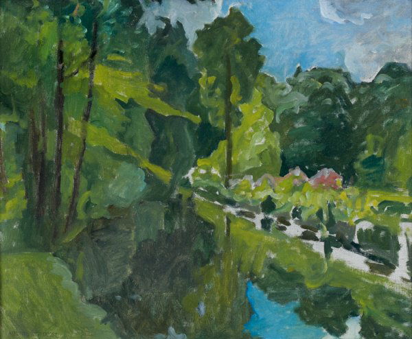 Ernest QUOST (1844-1931) Paysage Huile sur toile,: Ernest QUOST (1844-1931) Paysage Huile sur toile, signée du cachet d'atelier en bas à gauche 36 x 44 cm - 14 1/8 x 17 1/4 in. Oil on canvas, signed with the artist's stamp lower left