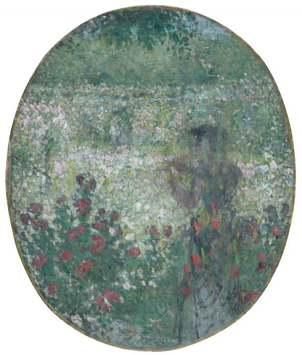 Ernest QUOST (1844-1931) Au jardin Huile sur toil: Ernest QUOST (1844-1931) Au jardin Huile sur toile, signée du cachet d'atelier en bas au centre 61 x 51 cm - 24 x 20 in. Oil on canvas, signed with the artist's stamp lower center