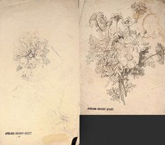 Ernest QUOST (1844-1931) Études de fleurs Ensembl: Ernest QUOST (1844-1931) Études de fleurs Ensemble de dessins sur papier, signés par l'artiste et du cachet d'atelier Ensemble of drawings on paper, signed with the artist's stamp