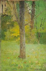 Ernest QUOST (1844-1931) L'arbre Huile sur toile,: Ernest QUOST (1844-1931) L'arbre Huile sur toile, signée du cachet d'atelier en bas à droite 37.5 x 24 cm - 14 5/8 x 9 1/2 in. Oil on canvas, signed with the artist's stamp lower right