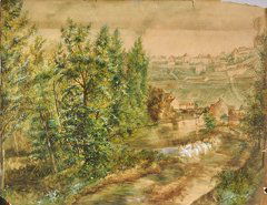 Ernest QUOST (1844-1931) Paysages et divers Ensem: Ernest QUOST (1844-1931) Paysages et divers Ensemble de gouaches et pastels, signés du cachet d'atelier Ensemble of pastels and gouaches, signed with the artist's stamp